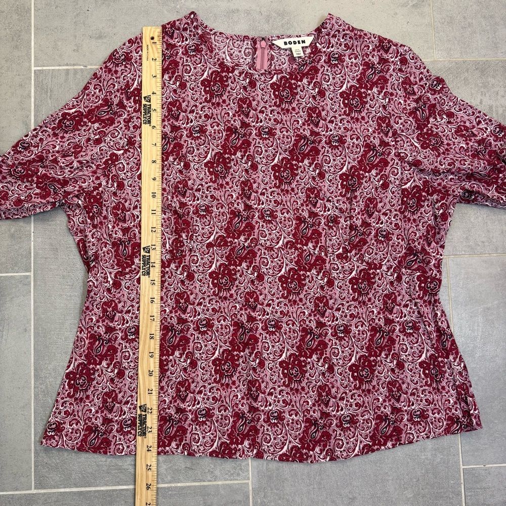 Boden Empire Waist Long Sleeve Boho Top - Red Botanic - Size XL (16-18 / UK 20) - Picture 4 of 13